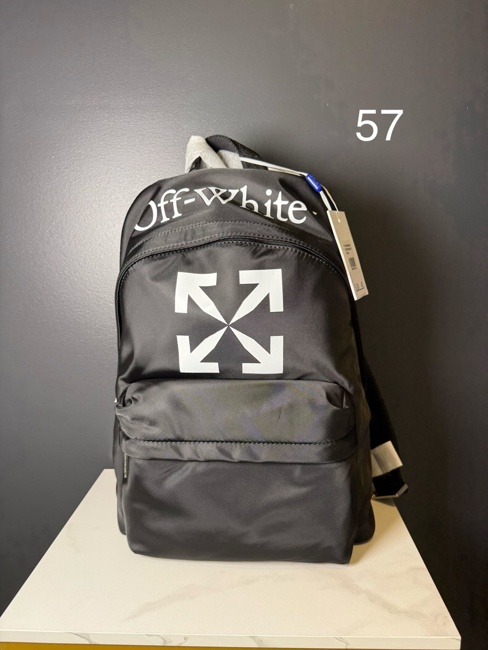 Off-White Black Backpack with White Arrow Logo